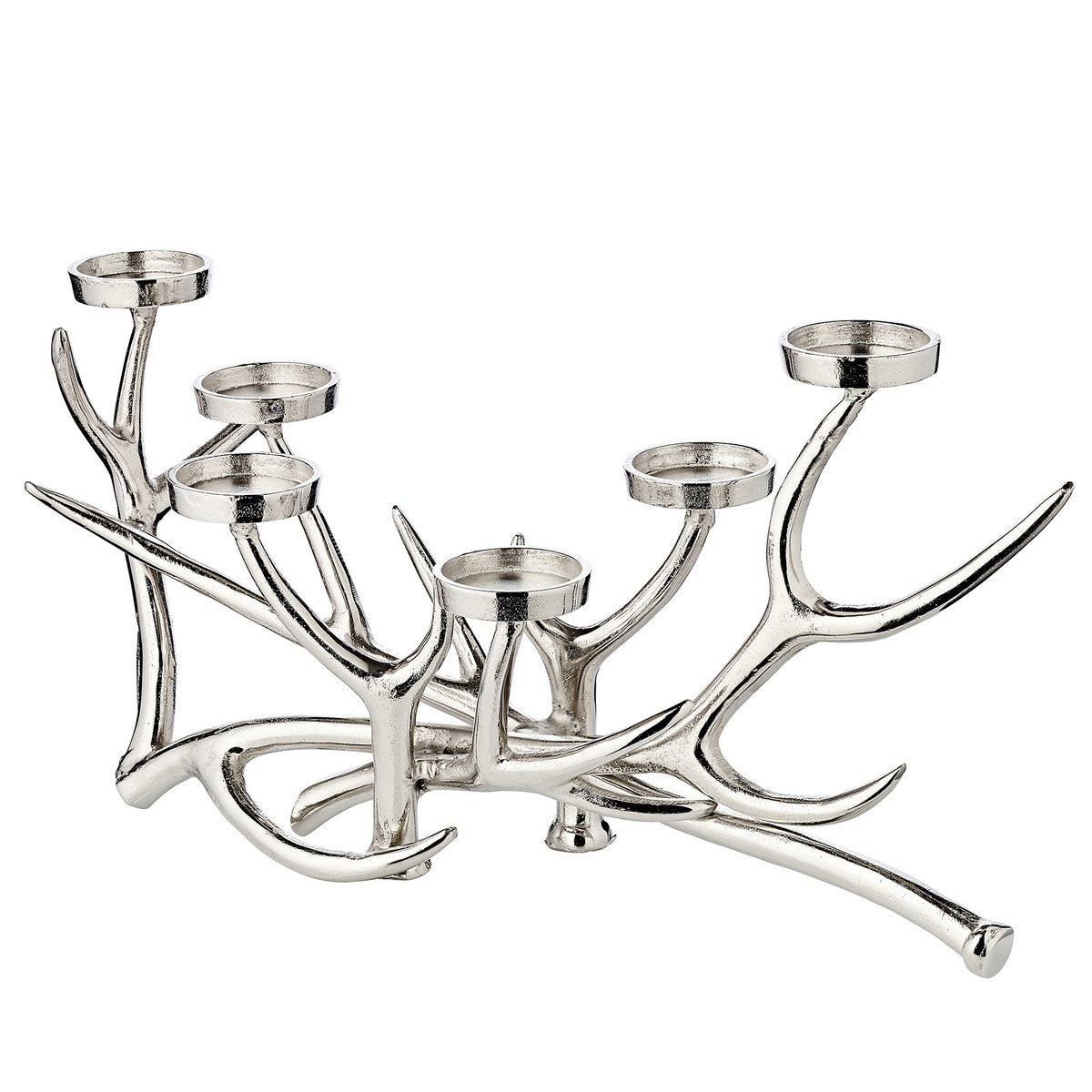 EDZARD candlestick James, antler design, aluminum nickel-plated, length 55 cm, height 27.5 cm, 6 flames