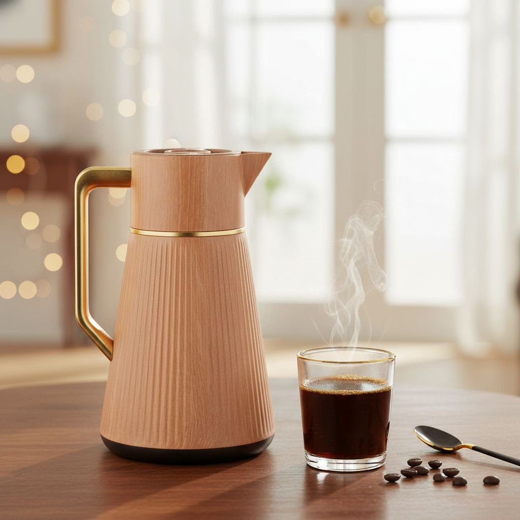 Wood coffee maker with golden handle 1L