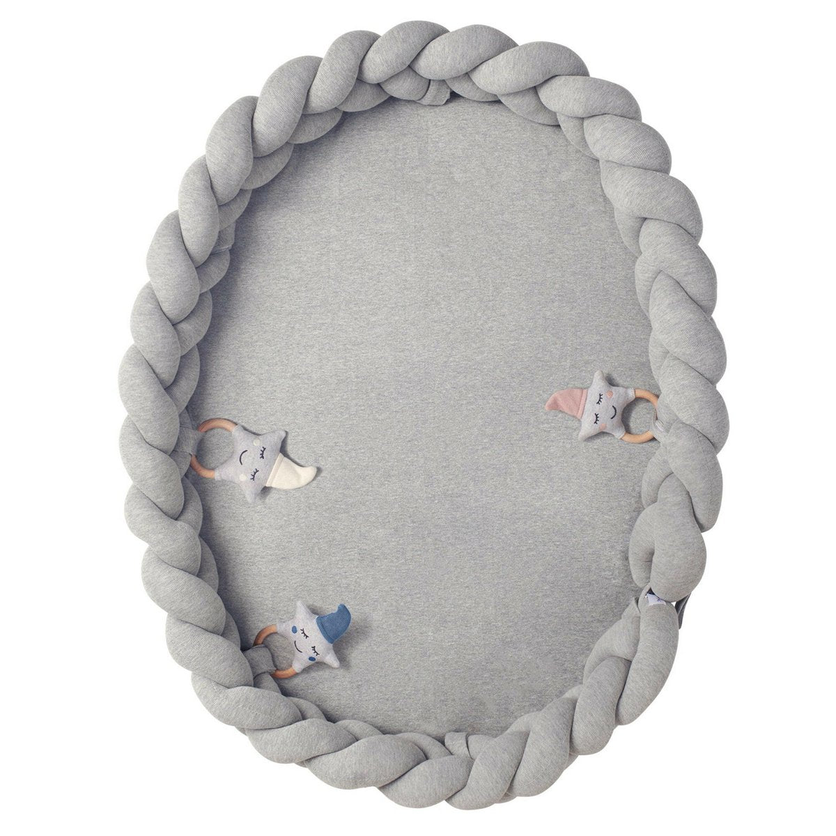 Grey braided cot bumper