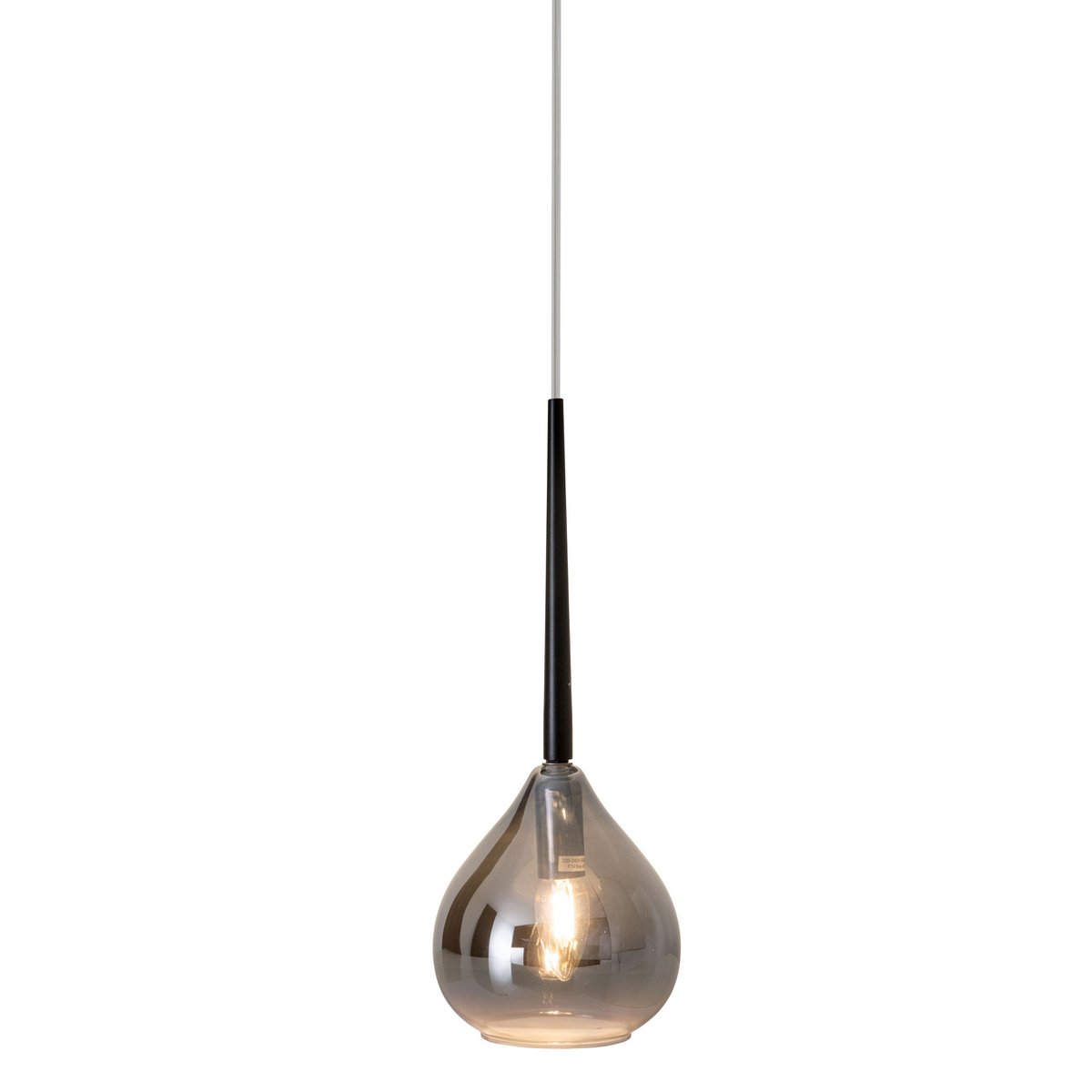 Pendant lamp "Vaso", hanging lamp made of metal and smoke glass in anthracite, with E14 version, for dining room, living room, hall or office, with an Øvon 16 cm