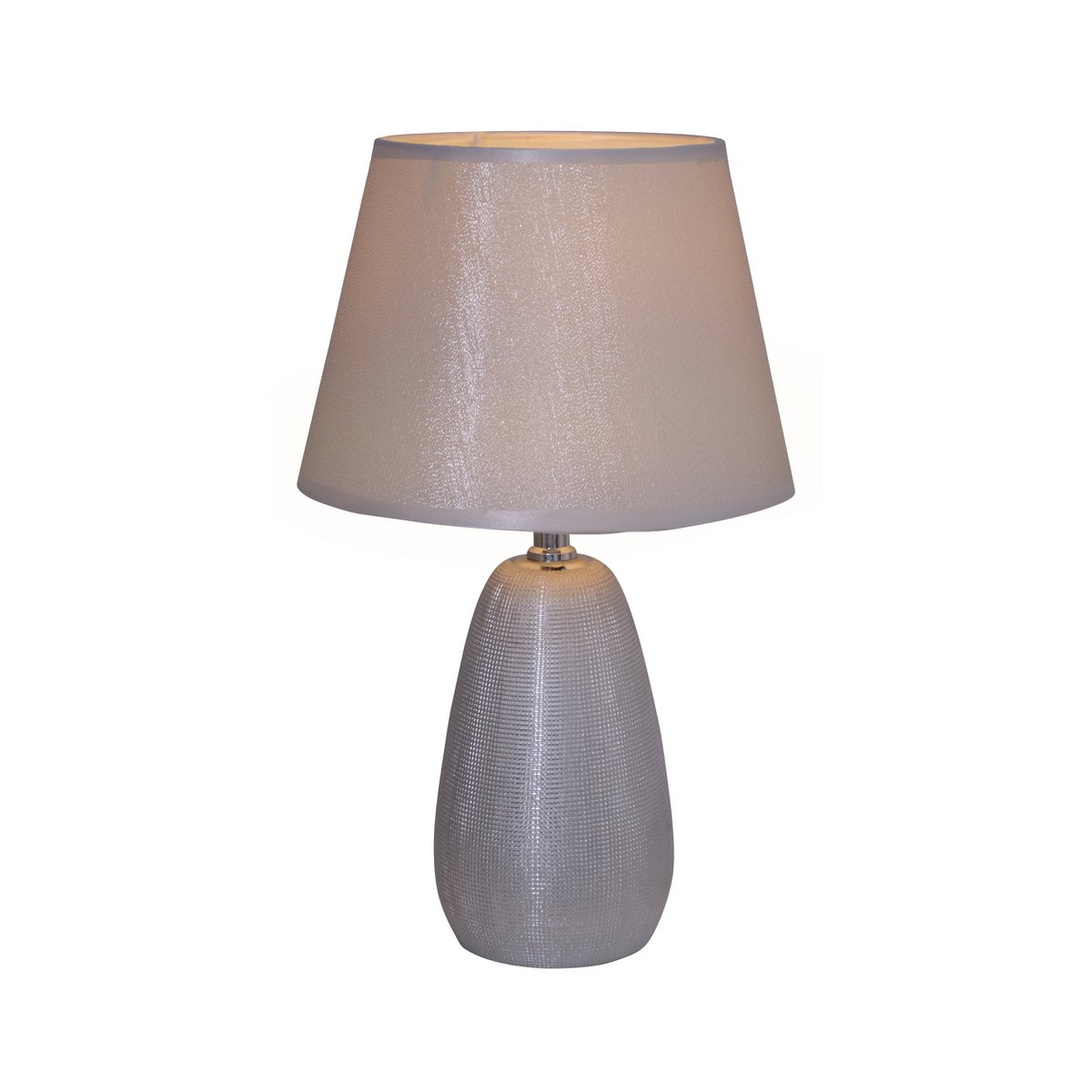Ceramic table lamp H: 37cm "Simly Ceramics", table lamp made of ceramic, silver, with E14 socket, for dining room, living room, hallway or office, 31 cm high