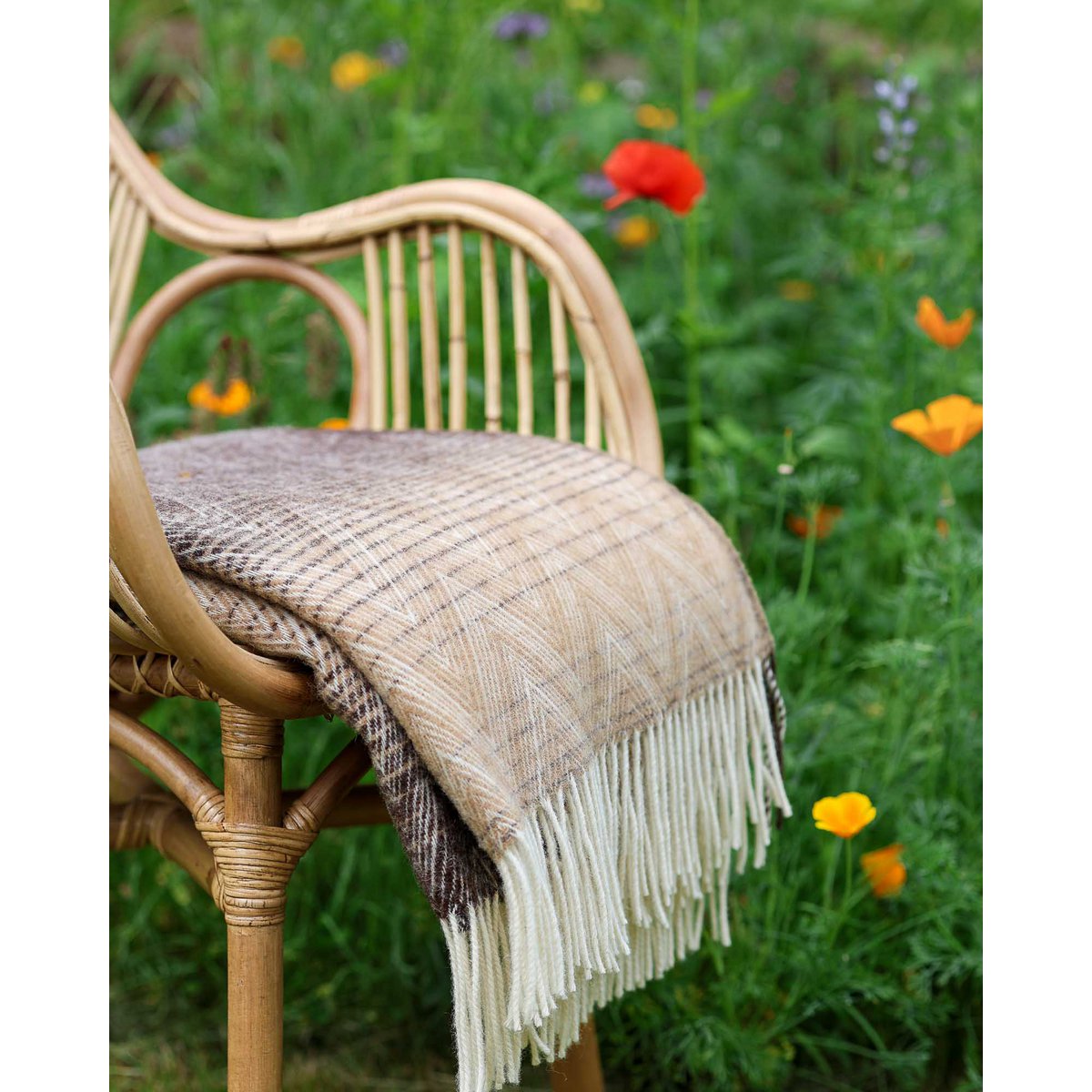 Wool Throw Blanket MANORIA Savana - multi-colored brown