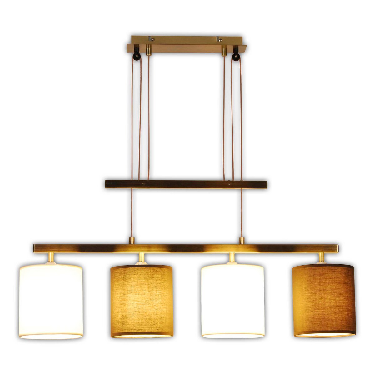 4 pendant lamp "Tilde", classic metal pendulum lamp in brown and beige, with E27 versions, pendant lamp height adjustable and 86 cm long, ideal as dining room light