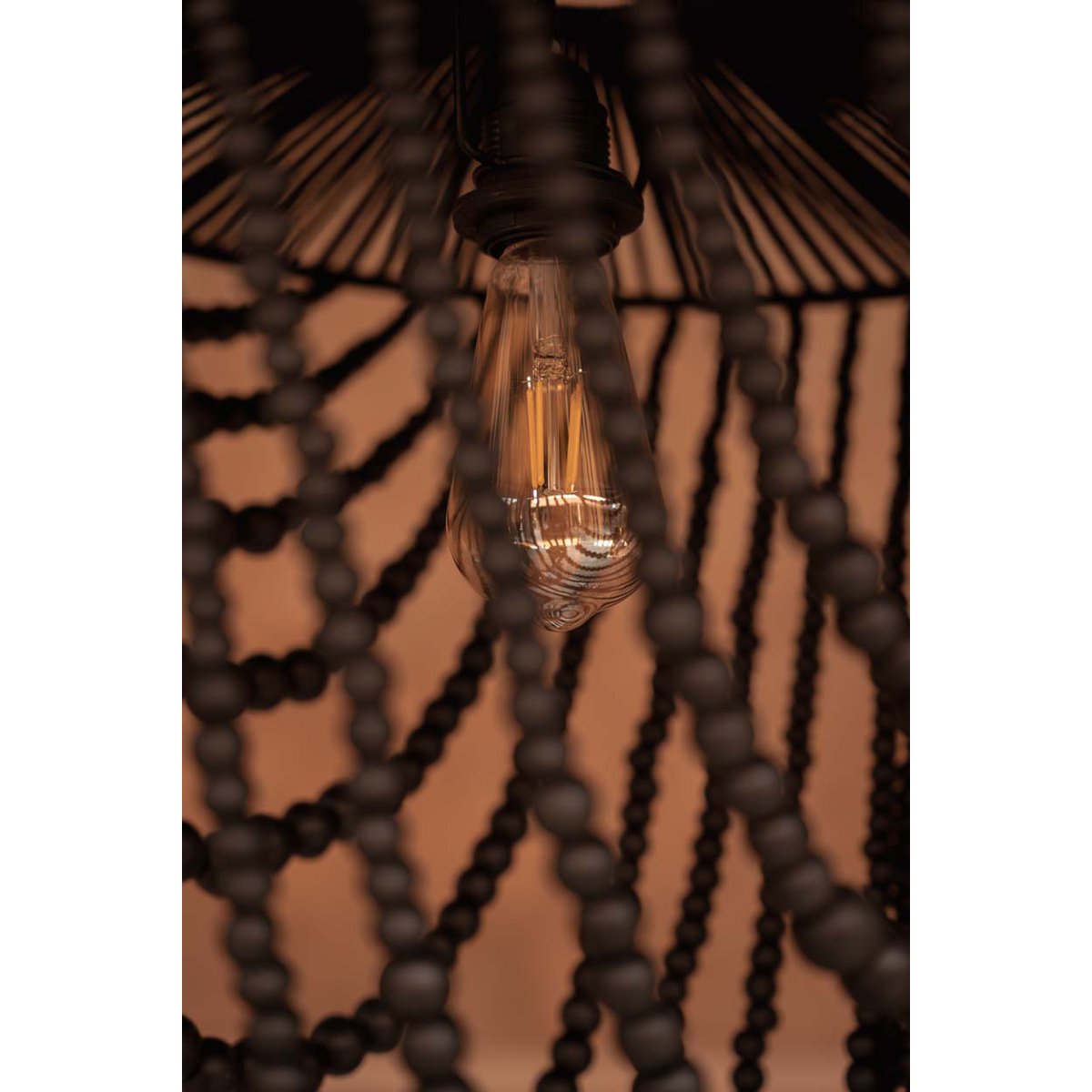 The Wooden Bead Chandelier - Black - L