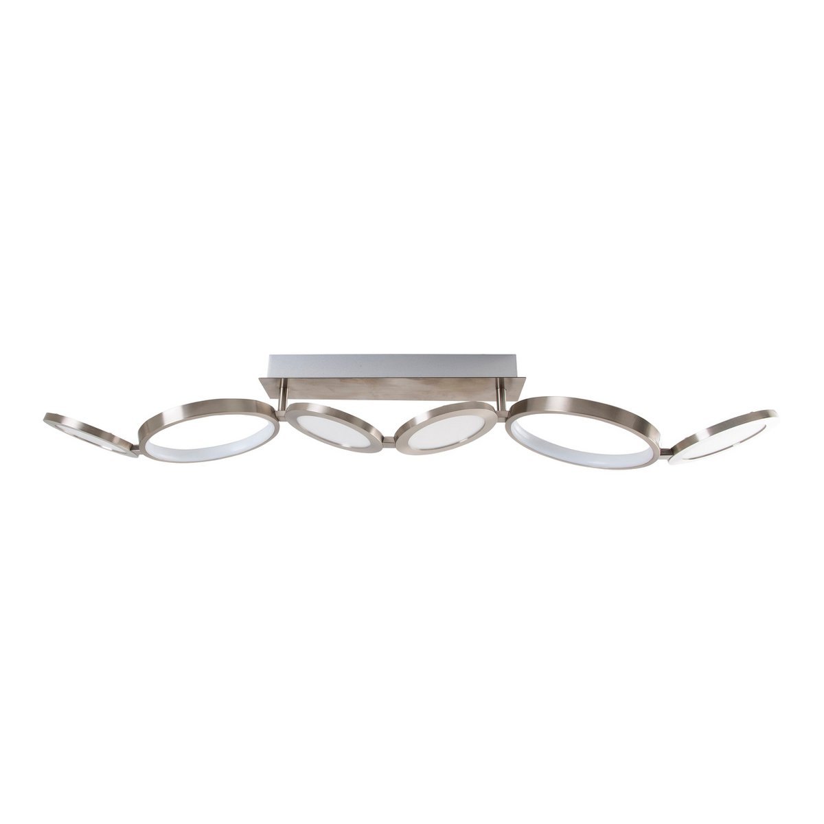 LED ceiling lamp "Stelari" length 100 cm made of metal in steel-blank and white plastic, with firmly built-in LEDs, ceiling lamp for living rooms or office