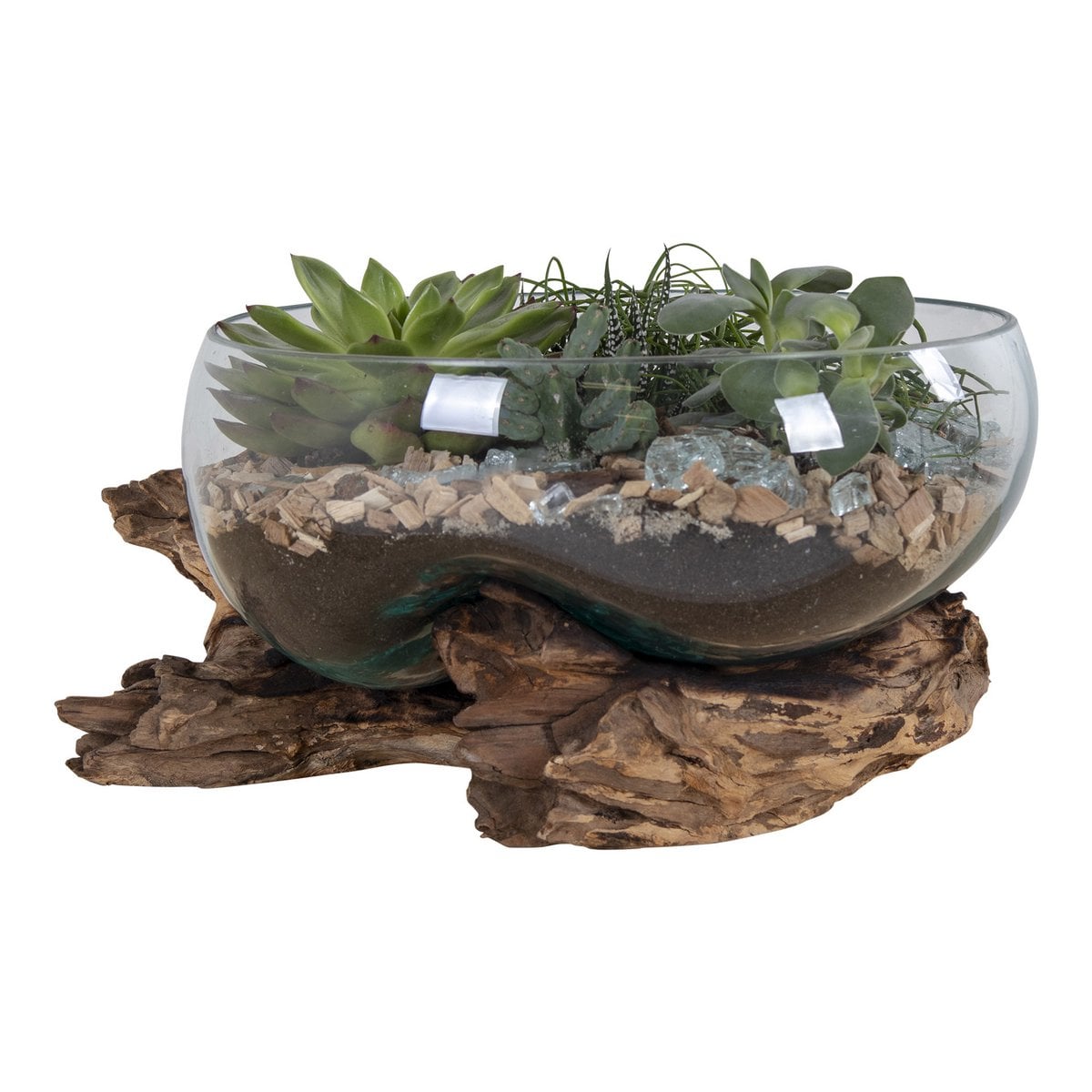 San Marino Waterdrop - Teak, Glas, Stål, Natur - 26x26x20 cm