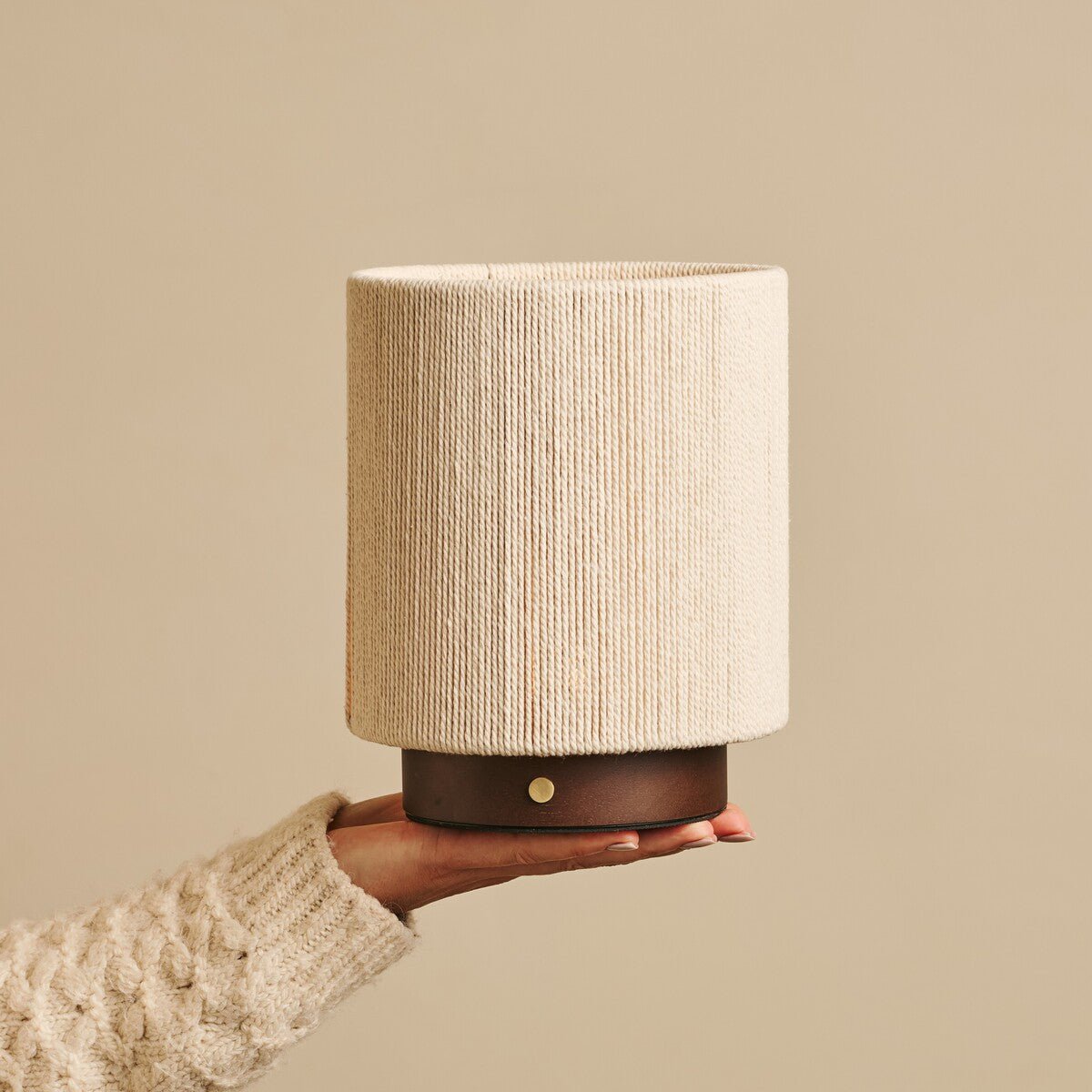Ivo Dark Brown Wooden Rechargeable Lamp