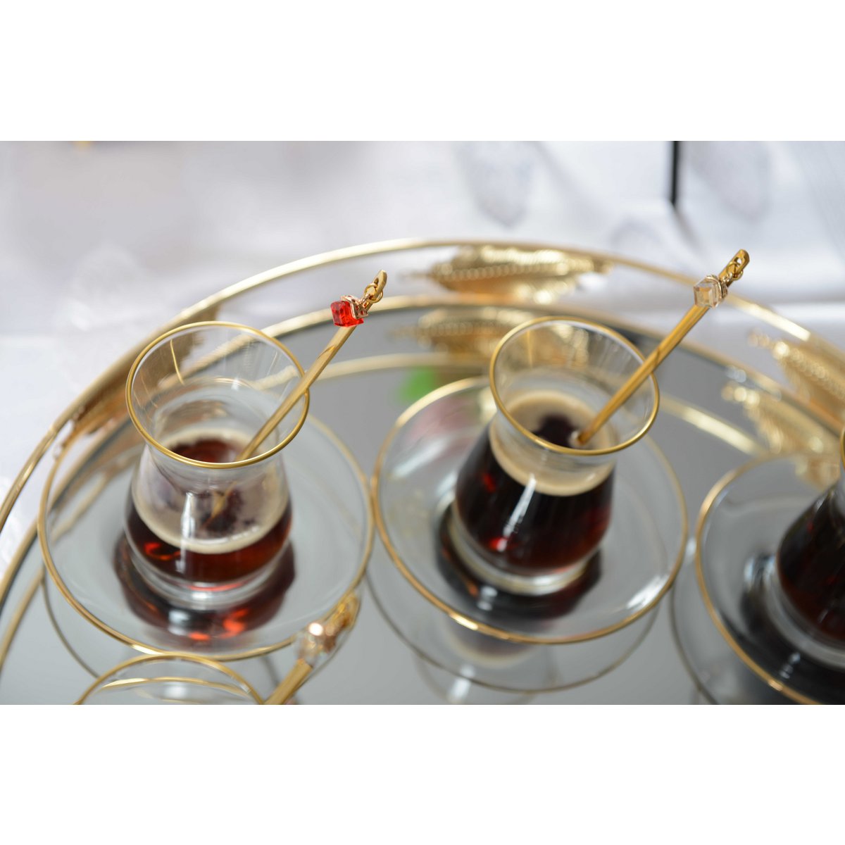 Golden fillet tea cups - Lot of 6