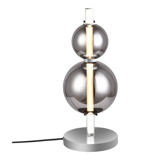 LED-bordslampa "Nova" krom i metall och rökglas, med integrerad LED, 44 cm hög