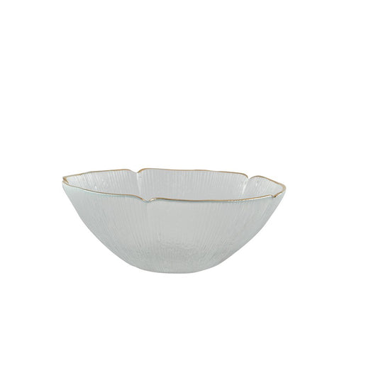 Blommig glaskopp med guldkant 16cm