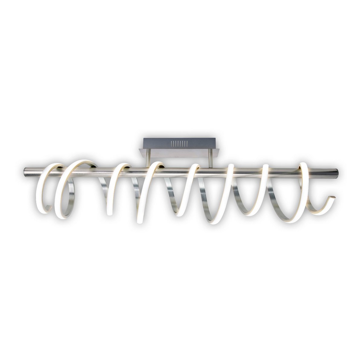 LED ceiling lamp "Belleza", modern metal ceiling lamp and plastic in nickel matt and white, with firmly built -in LEDs, 100cm long. The ideal lighting for living room, dining room or kitchen.