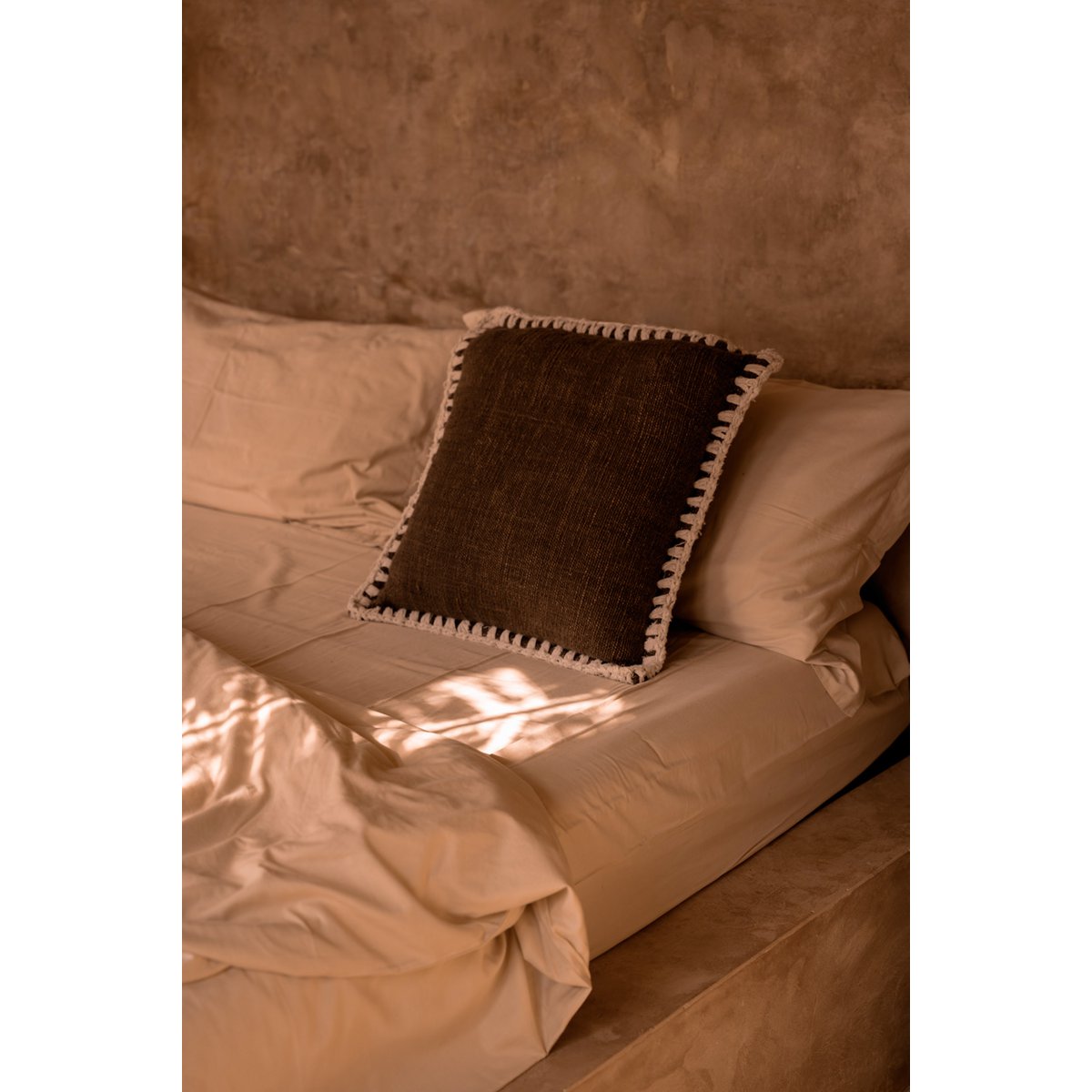 The Espresso Edge Cushion Cover - Brown White