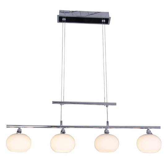 Taklampa, 4-lågig "Kemi", 82 cm bred, tillverkad av metall och opaliserande glas.