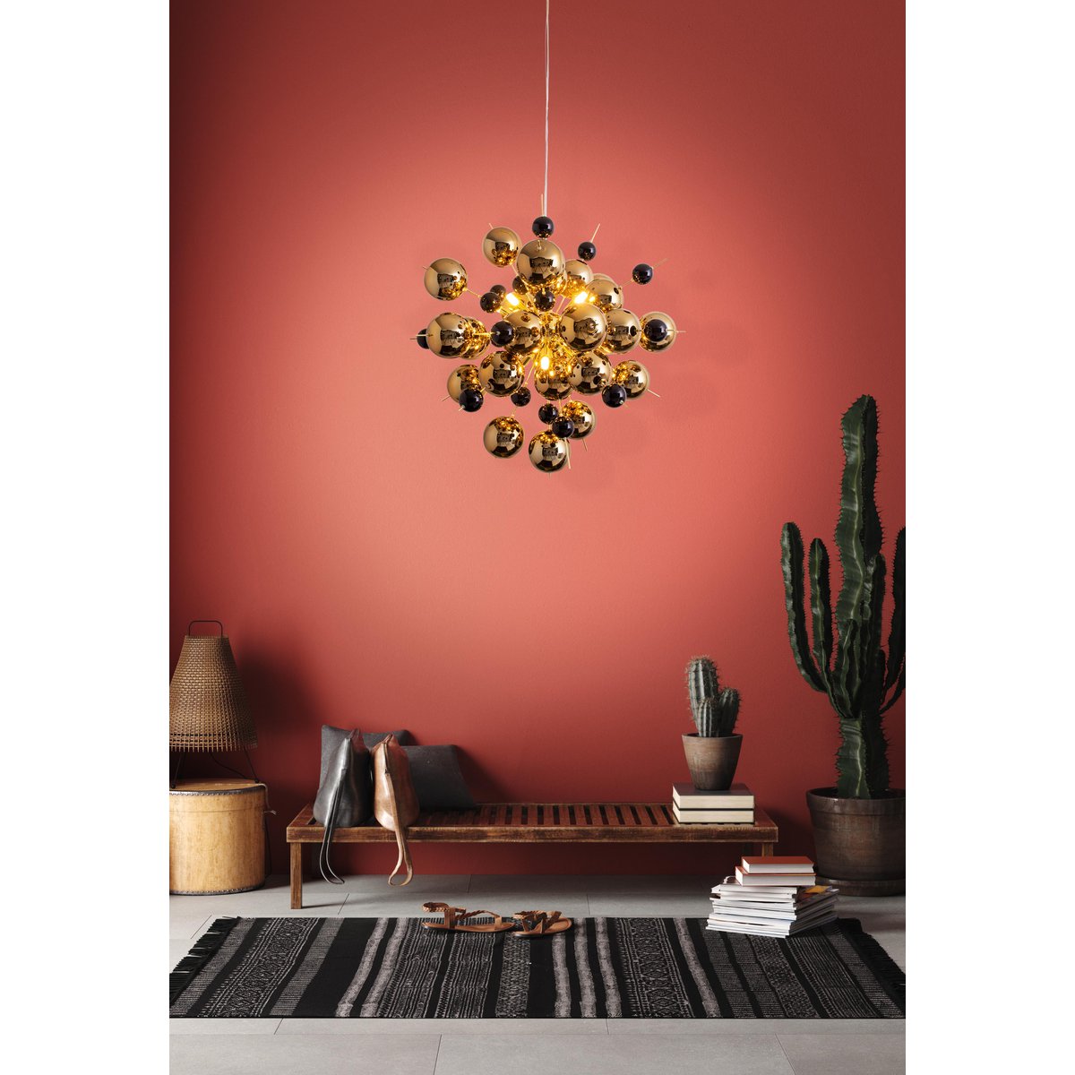 Pendant lamp "explosion" of metal and glass, G9 versions, hanging lamp for dining room, living room, hallway or office, Øca. 65 cm