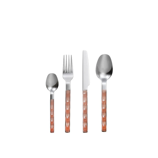 Hushållerska 24 delar i silver med rosa handtag