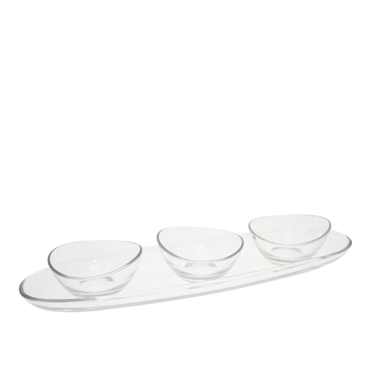 Aperitifset med 3 koppar på transparent platå 50cm