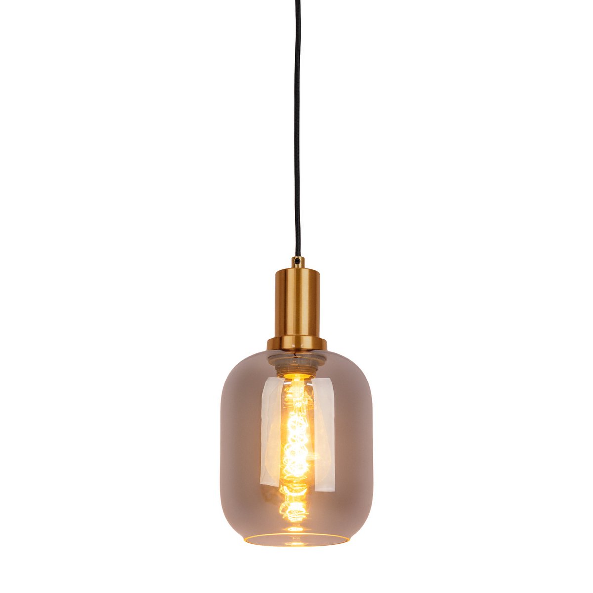 1er Pendelleuchte "FUMO", Pendellampe aus Metall und Glas in Schwarz,, mit E14-Fassung, für Esszimmer, Wohnzimmer, Diele oder Büro, Hängelampe 150 x 20 cm