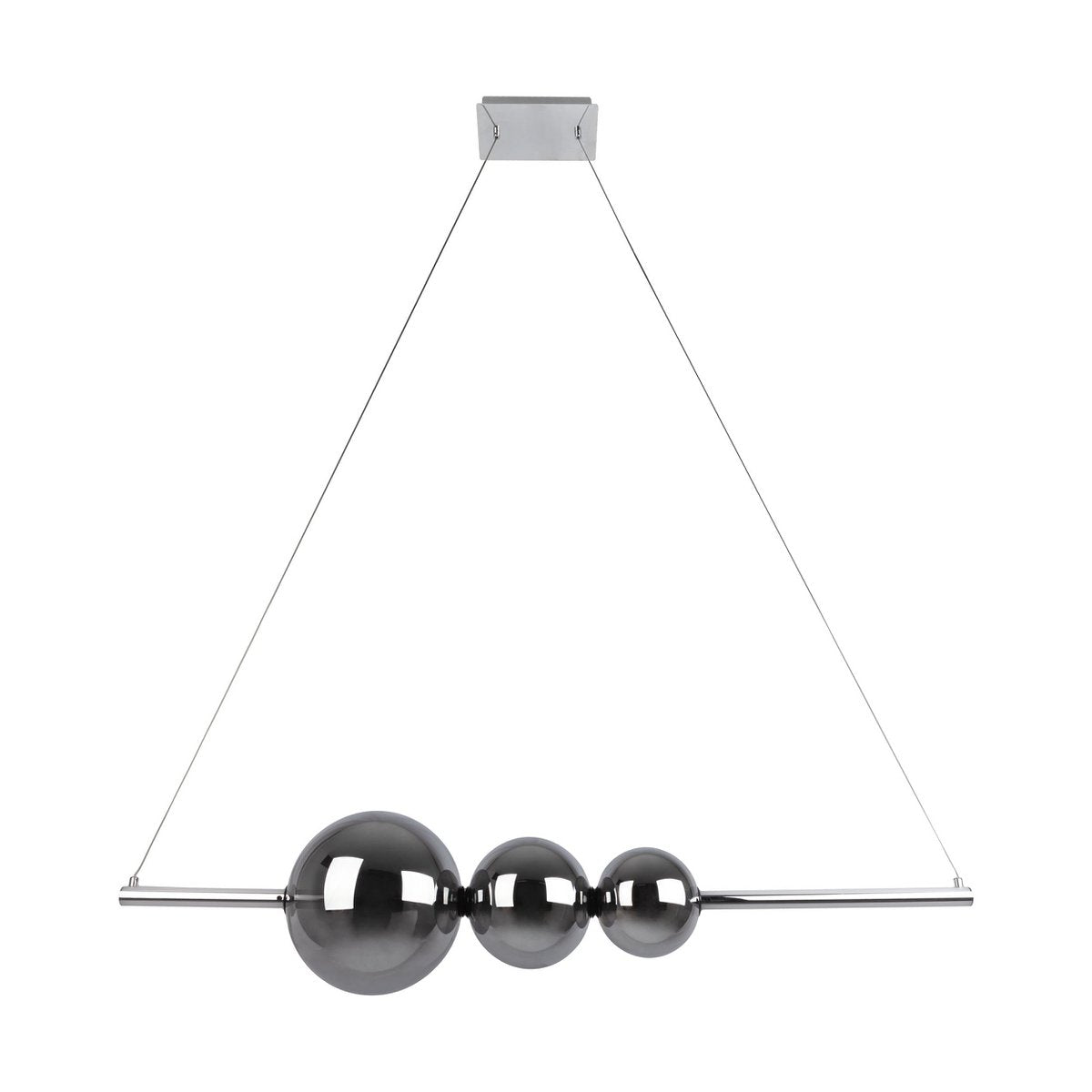 LED-pendellampa krom "Nova" av kromfärgad metall, plast och rökglas, med fast inbyggda LED-lampor, ca 105 cm lång