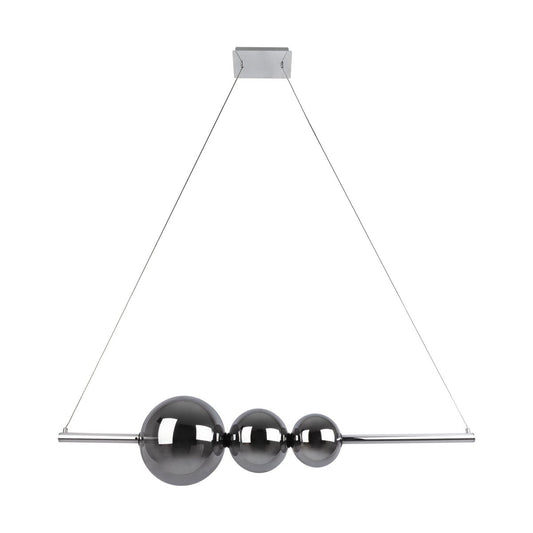 LED-pendellampa krom "Nova" av kromfärgad metall, plast och rökglas, med fast inbyggda LED-lampor, ca 105 cm lång