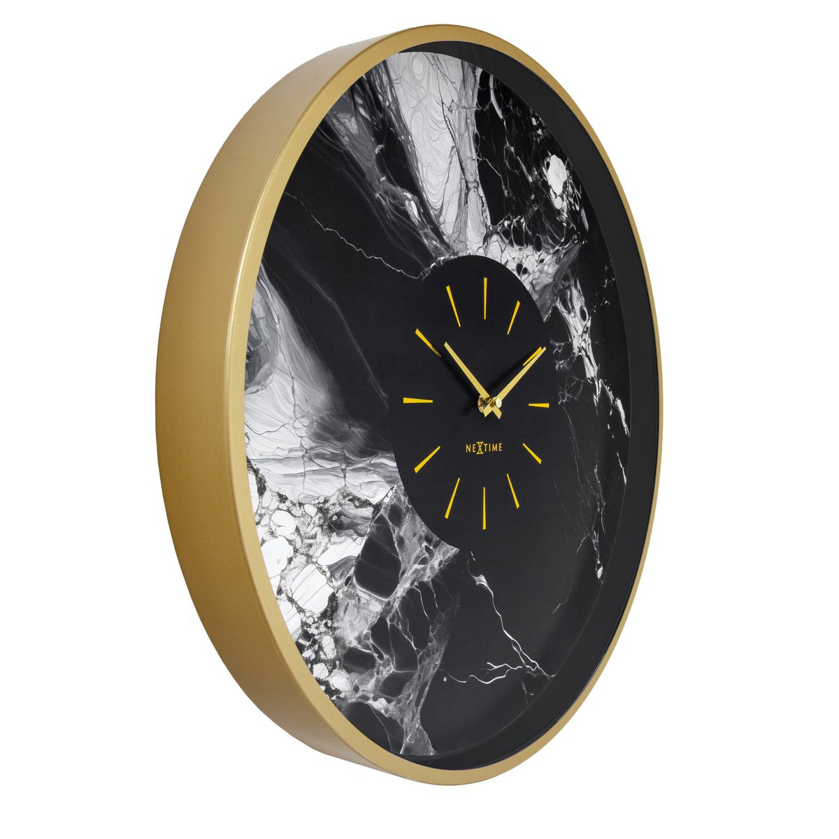 Large Wall Clock 48cm-Silent-Aluminium-NeXtime 'Marble Duo'