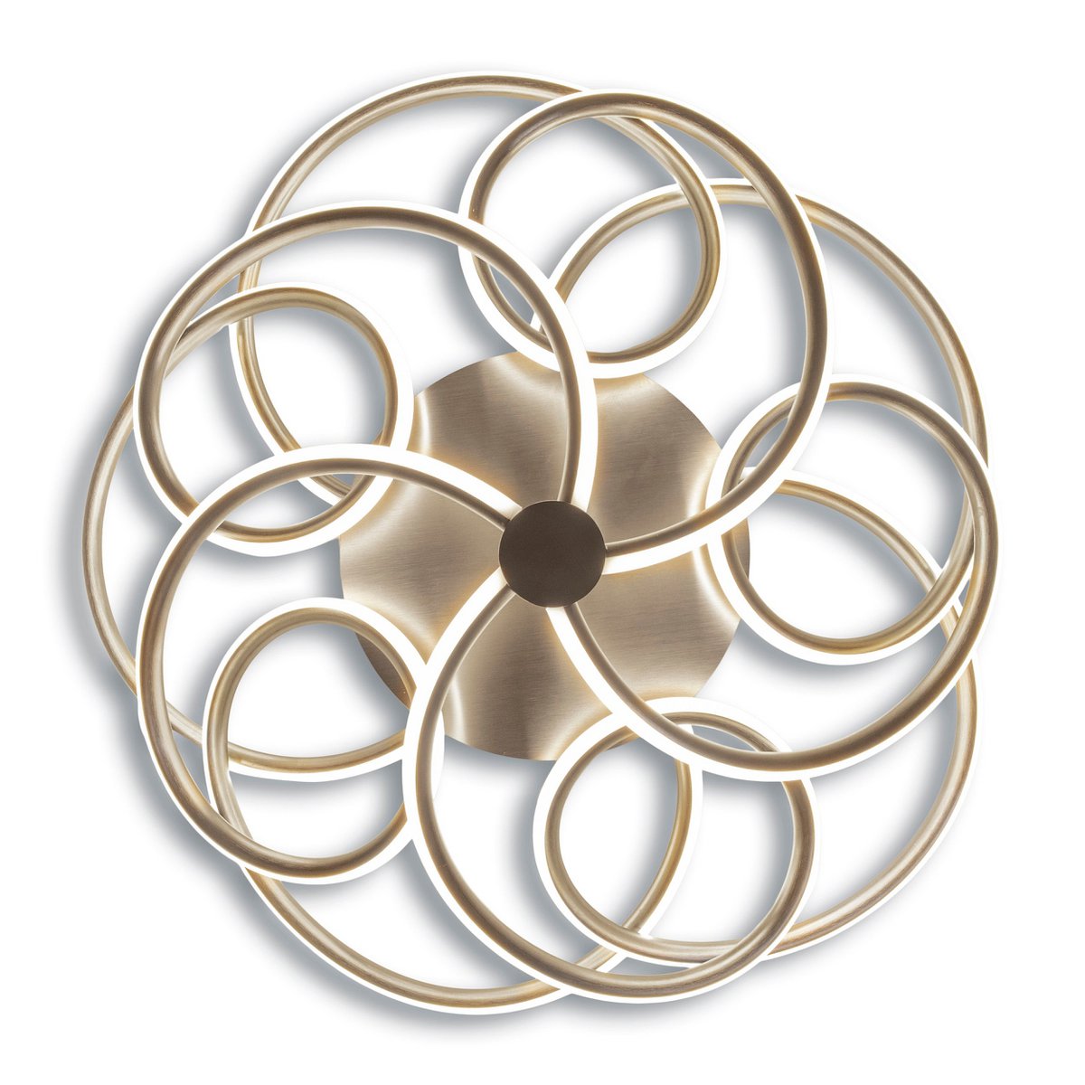 LED ceiling lamp "Rizado" Ø: 57cm made of metal in satin nickel and plastic, with firmly built-in LEDs, lighting for living rooms and office.