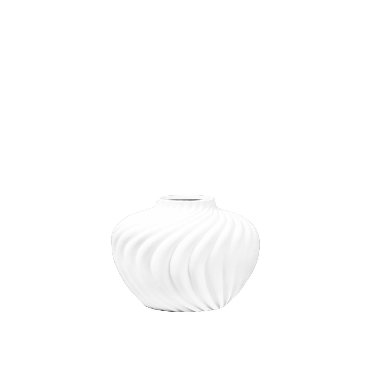 Round white vase whipped cream in polyresine 34.5x34.5x25.5cm