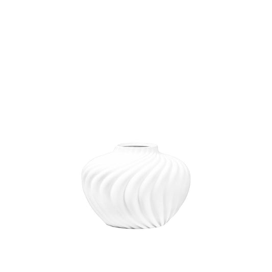 Rund vit vas vispad grädde i polyresin 34.5x34.5x25.5cm