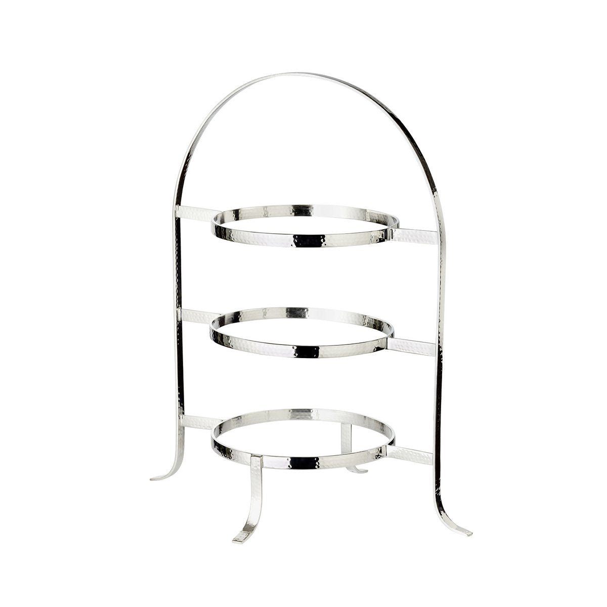 Sina plate rack (height 42 cm), hammered, heavy silver-plated, for 3 plates Ø 20 to 28 cm