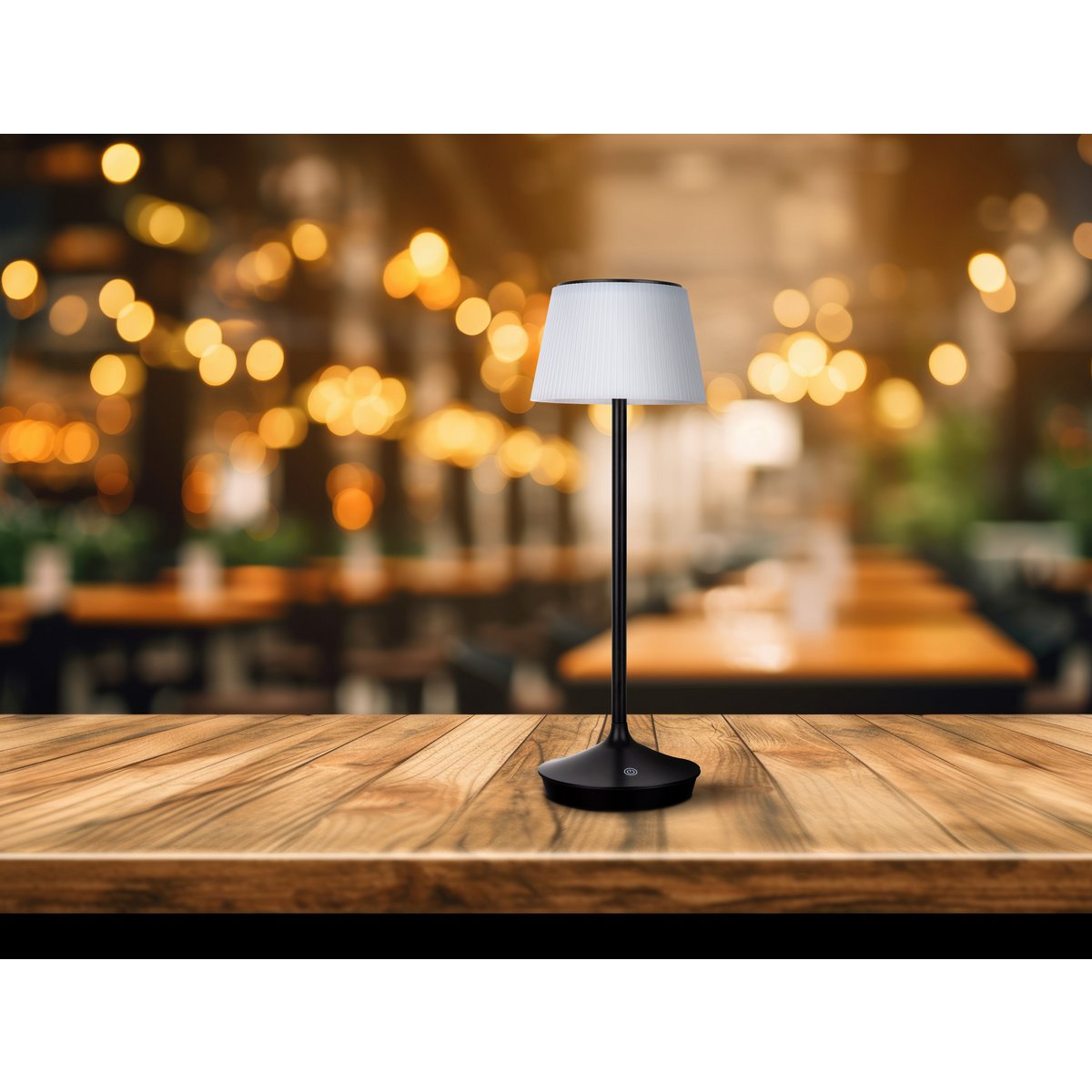 LED Leuchte "EMMI" für Außen und Innen, Tischlampe aus Metall und Kunststoff , mit fest verbauten LEDs, LED Tischlampe für Balkon, Terrasse, Garten, Wohnzimmer, Wintergarten, ca. 38 cm hoch