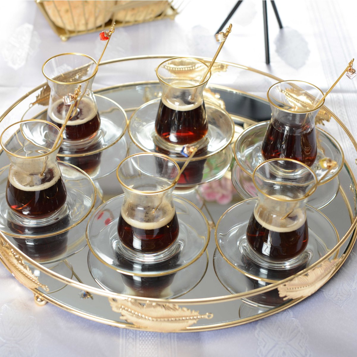 Golden fillet tea cups - Lot of 6