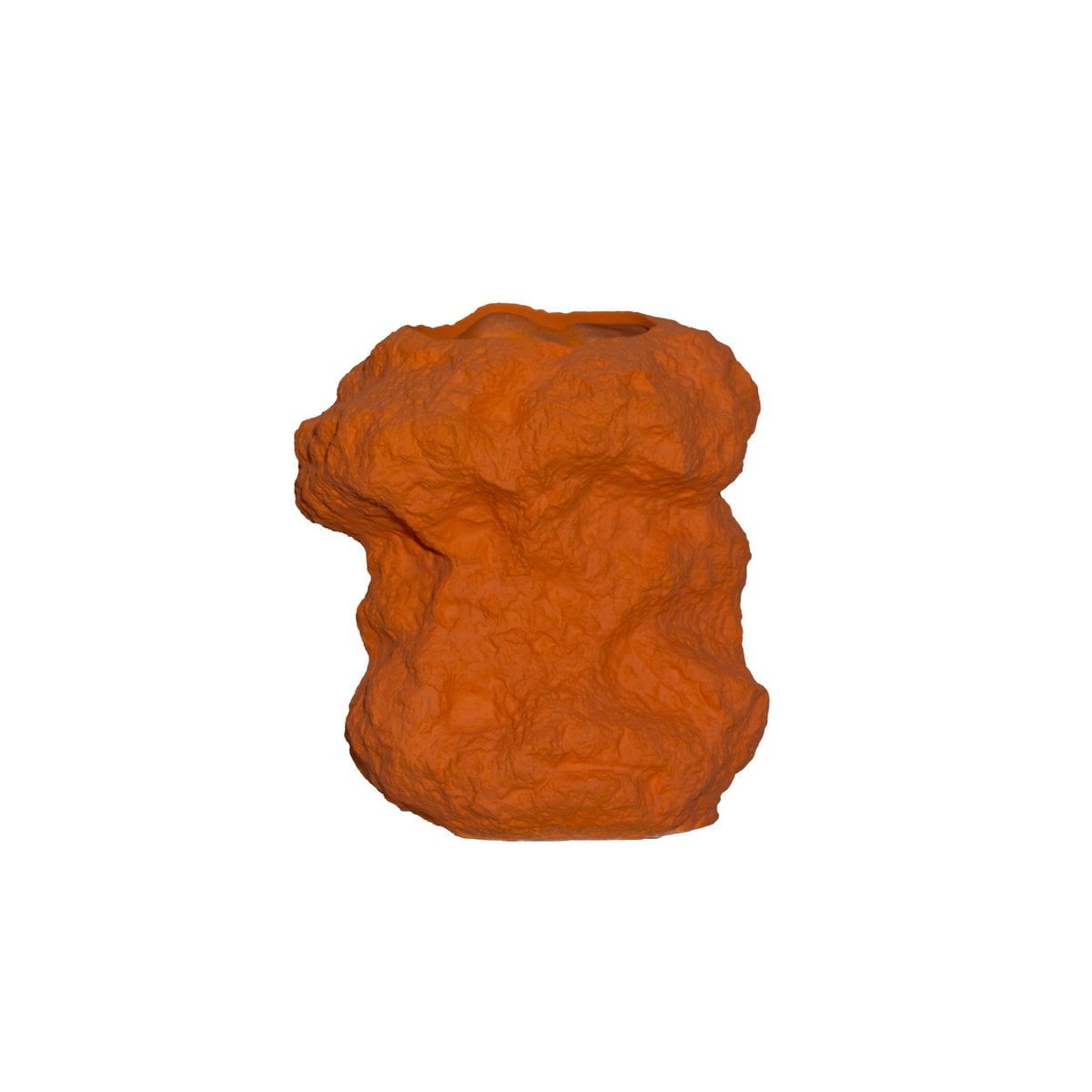 Ceramic vase w. look of rock, in trendy orange CHU32OR