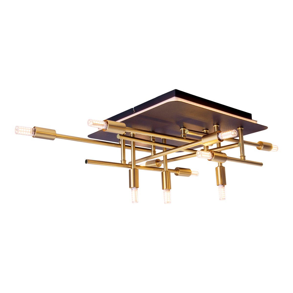 LED Deckenleuchte "ANCONA" mit Backlight aus Metall in Schwarz, und Messing, G9-Fassungen, Lampe für Wohnzimmer, Esszimmer, Flur und Büro, ca. 51 x 48 cm