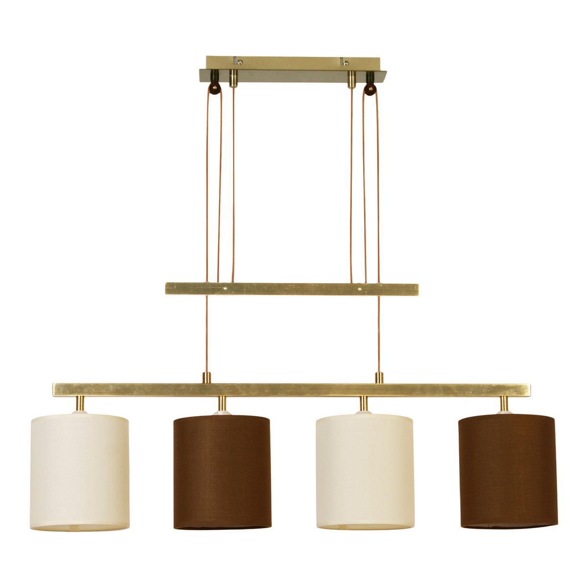 4 pendant lamp "Tilde", classic metal pendulum lamp in brown and beige, with E27 versions, pendant lamp height adjustable and 86 cm long, ideal as dining room light