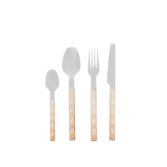 Hushållsset 24 delar i silver med beige handtag