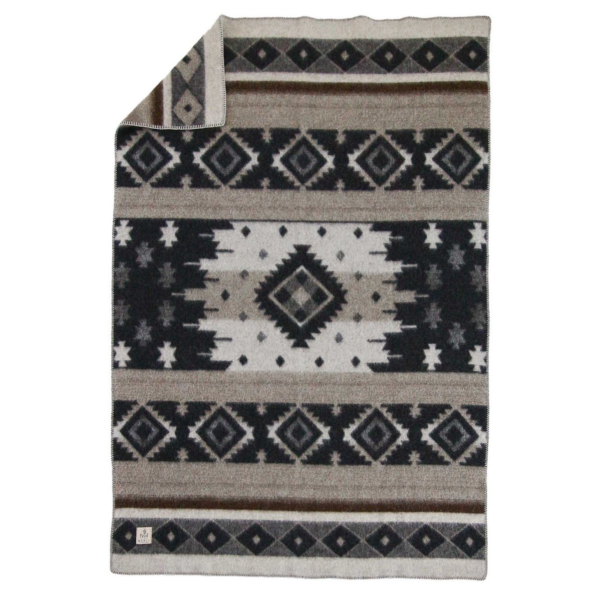 Wool bed Blanket TRIBE - single - beige