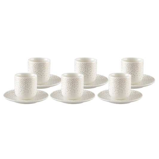 Kaffekoppar 90 ml guldfärgade plumetis – set om 6