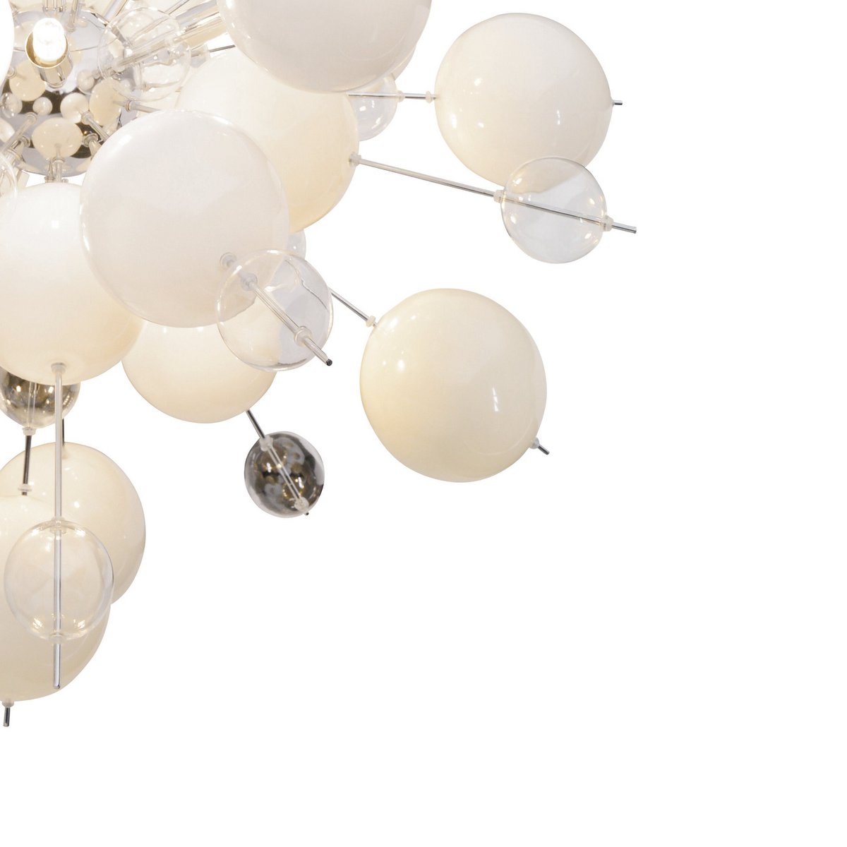 Pendant lamp "explosion" white made of metal and glass, G9 versions, for dining room, living room, hallway or office, hanging lamp Øca 65 cm