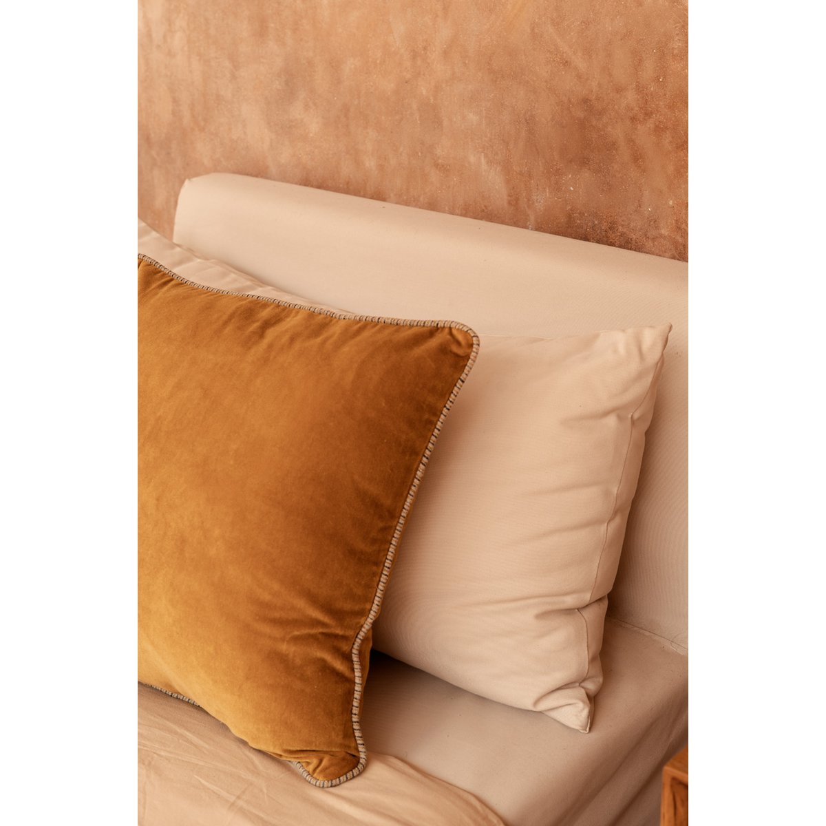 Kuddfodral Sammet Krossad - Senapsgul - 50x50