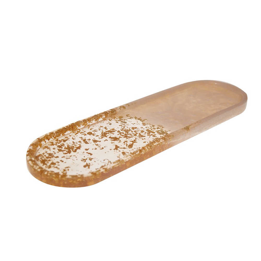 Ovalt fat i glitterresin 38x11x1,5 cm
