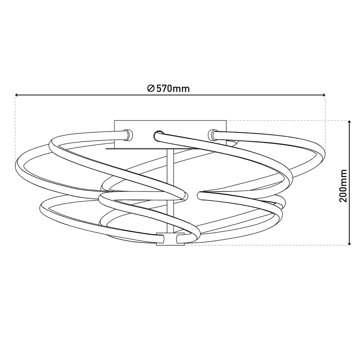 LED ceiling lamp "Rizado" Ø: 57cm made of metal in satin nickel and plastic, with firmly built-in LEDs, lighting for living rooms and office.