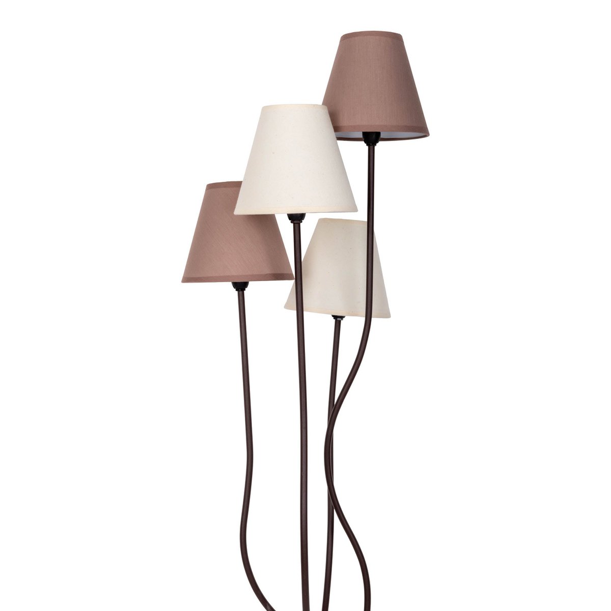 Textile standing lamp 4-flame "boho", floor lamp in beige/brown, with E14 socket, for dining room, living room, hallway or office, 138 cm high