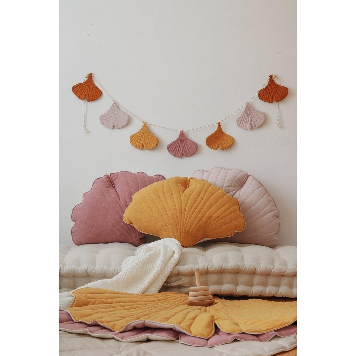 “Mango” Linen Ginkgo Leaf Pillow