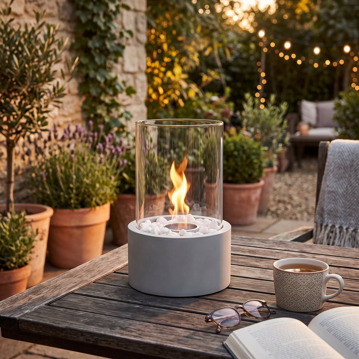 Table Fireplace - Round -Cool Grey - 18x18x26,5cm