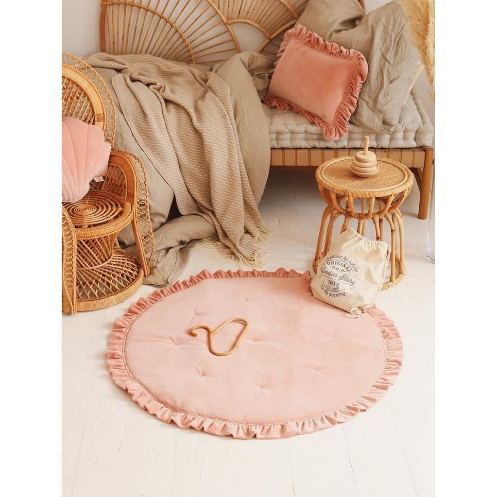 Soft Velvet Pillow with Frill “Apricot”