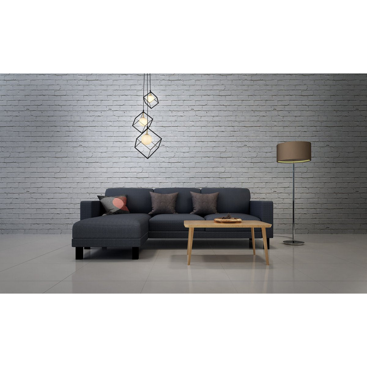 3-flame pendant lamp "Cadre", retro pendant lamp made of metal and glass in black, and white with a G9 socket, a total of 147 cm high, for living area and office.