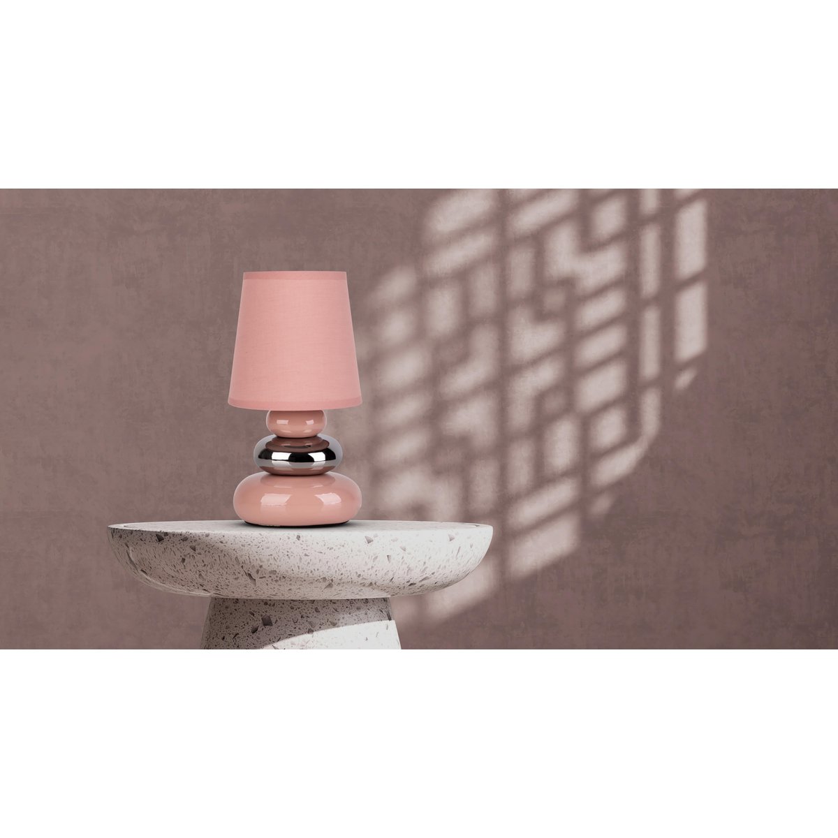 Keramik Tischleuchte "STONEY" rosa - Klassik - Tischleuchte - - rosé/lachs - E14 - keine Angabe