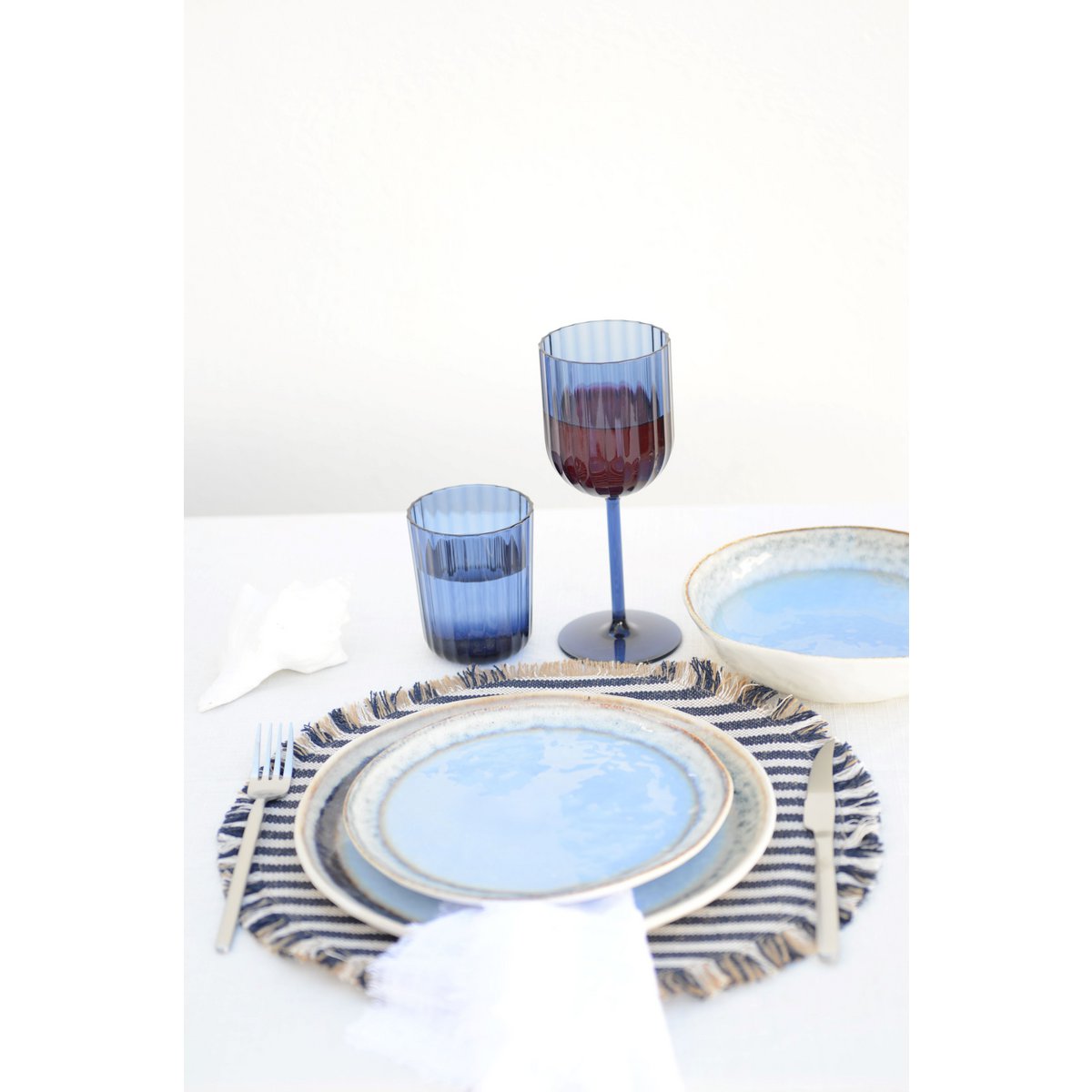 Blue porcelain dessert plate 21.5x21.5x1.4cm