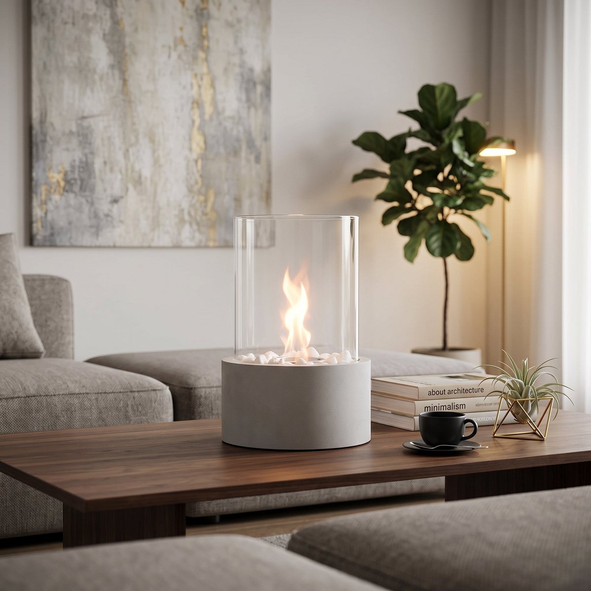 Table Fireplace - Round -Cool Grey - 18x18x26,5cm