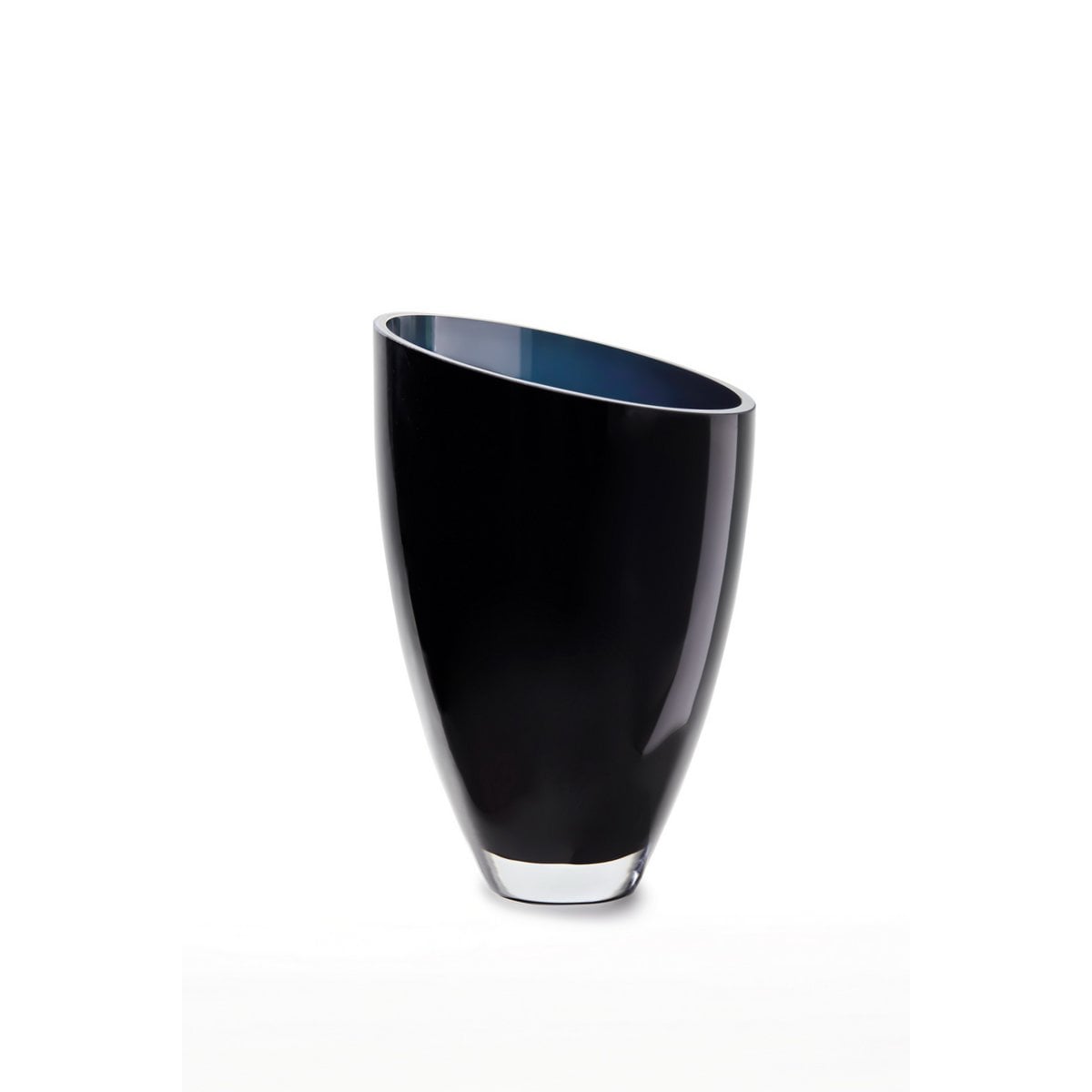 glass vase of inverse parabolic shape skewed, BULED 30 Inkt Blue, 9mm luxury glass