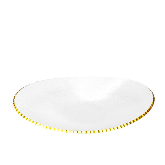Salladsskål med guldkant ovalt glas 29,5x19x6cm